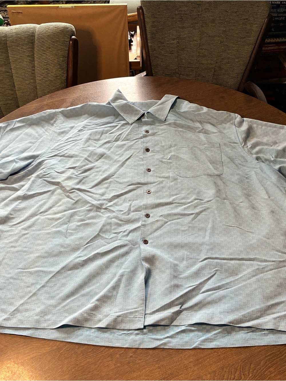 Island Passport Hawaiian Shirt Mens 4 XL Blue Button Up Short Sleeve W/ Pocket